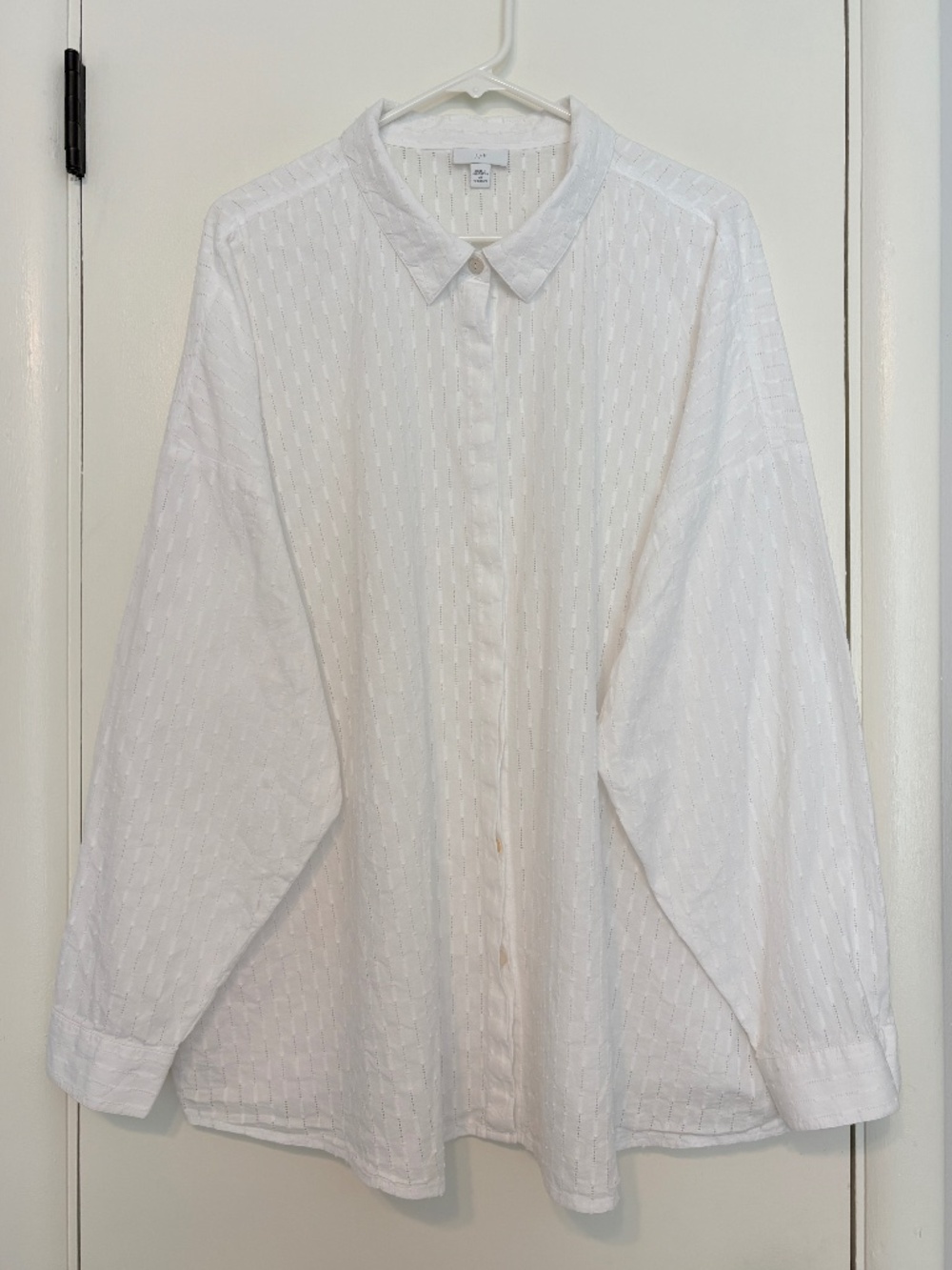 J Jill Women's Plus L/S White Embroidered Lace Button-Front Shirt Top Blouse 4X